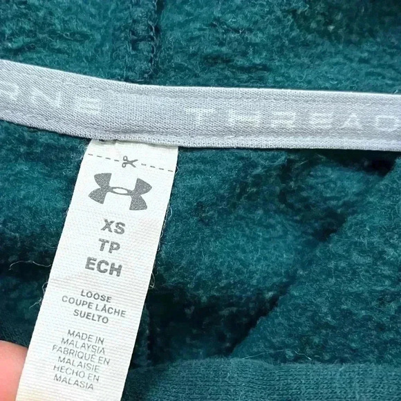 Under Armour Threadborne Green $ Black Pullover Hooded Sweatshirt Size XS - Picture 14 of 15